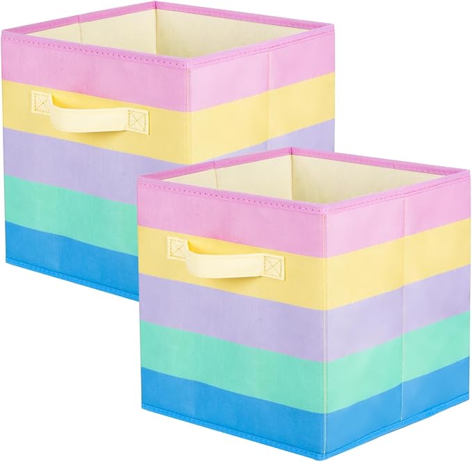ShellKingdom Foldable Fabric Storage Cubes And Cloth Organizer Drawer For Closet And Toys, 2 Pack (Rainbow) by ShellKingdom