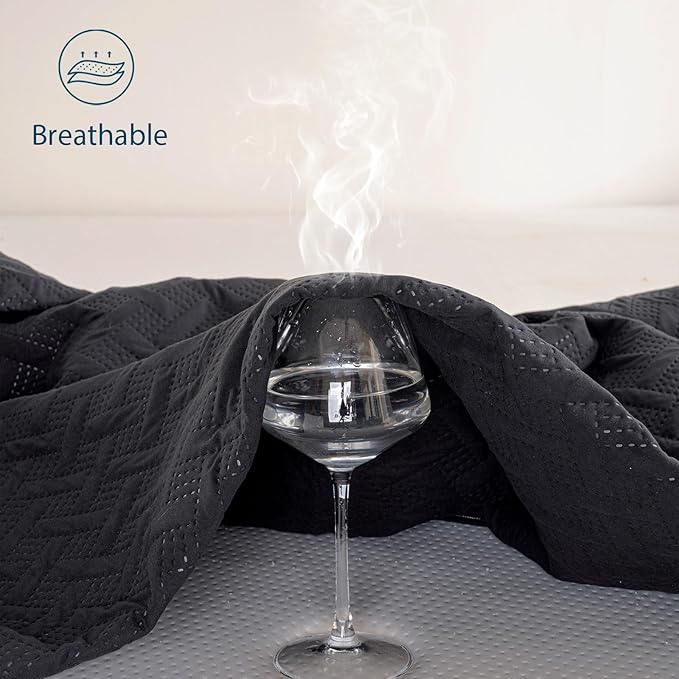 Full Mattress Protector Waterproof - Ultrasonic Noiseless Mattress Pad with Reinforced TPU Backing, Breathable Bed Cover Fit 6"-15" Deep Pocket for Potty Training, Pets & Night Sweats, Black