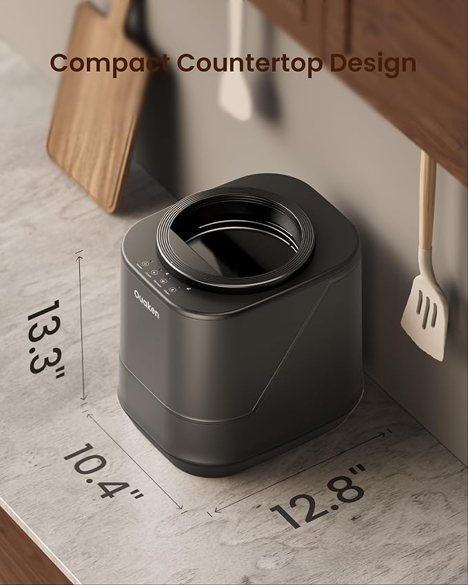 4L Electric Composter for Kitchen, Smart Countertop Compost Bin, Odorless | Low Noise | Auto-Cleaning | Turn Food Waste into Fertilizer, Indoor Food Waste Compost Machine, Black - Image 4