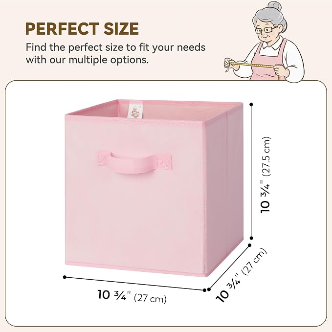 GRANNY SAYS 11 Inch Cube Storage Bins, Cube Storage Organizer, Fabric Collapsible Storage Bins with Handle, Storage Cubes for Shelves, Closet, Pink Gradient, 8-Pack - Image 6
