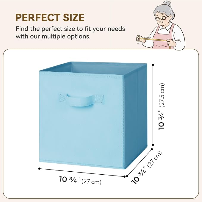 GRANNY SAYS Cube Storage Organizer, 11 Inch 6 Pack Storage Cubes with Handles, Toy Storage Bins for Boys Kids Room, Foldable Organizer Bins for Cube Shelf, Light Blue - Image 3