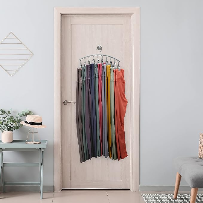 Volnamal Legging Organizer for Closet, Metal Yoga Pants Hanger w/Rubber Coated 4 Pack w/10 Clips Hold 40 Leggings, Hangers Space Saving Hanging for Closet Organizers and Storage-Gray - Image 7