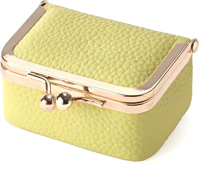 Zivyes Mini Jewelry Box Travel Small Coin Purse Organizer Case Genuine Leather Tiny Size (B-yellow) by Zivyes