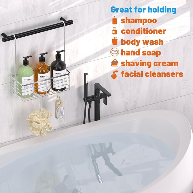 YUOROS Shower Caddy Hanging, Over the Door Shower Organizer Rack 304 Stainless Steel Rustproof Bathroom Storage Shampoo Holder Basket (Silver) - Image 7