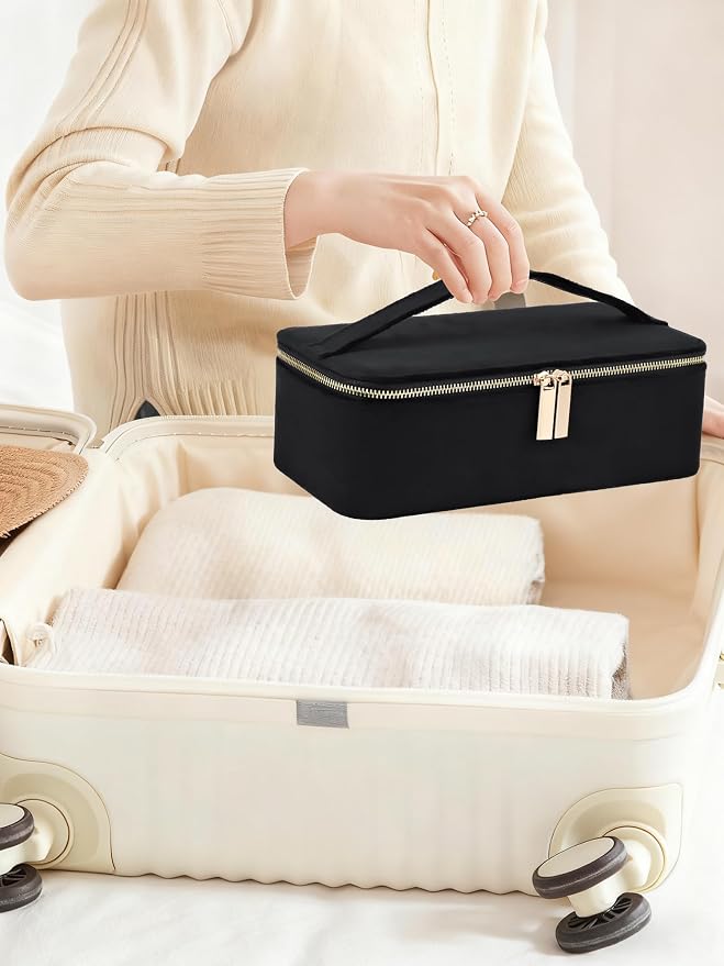 HofferRuffer Jewelry Box Organizer for Women Girls, Travel Jewelry Case with Portable Zipper Bags, Jewelry Storage Ideal for Travel & Home Organization (12pcs-Black Velvet) - Image 6