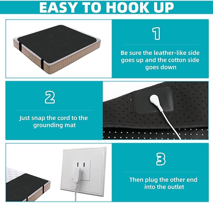 Grounding Mat for Bed, OuDilee Grounding Sleeping Mat King Size, Anti-Slip Earthing Pad with Grounding Cord for Relieve Pain & Better Sleep (King)
