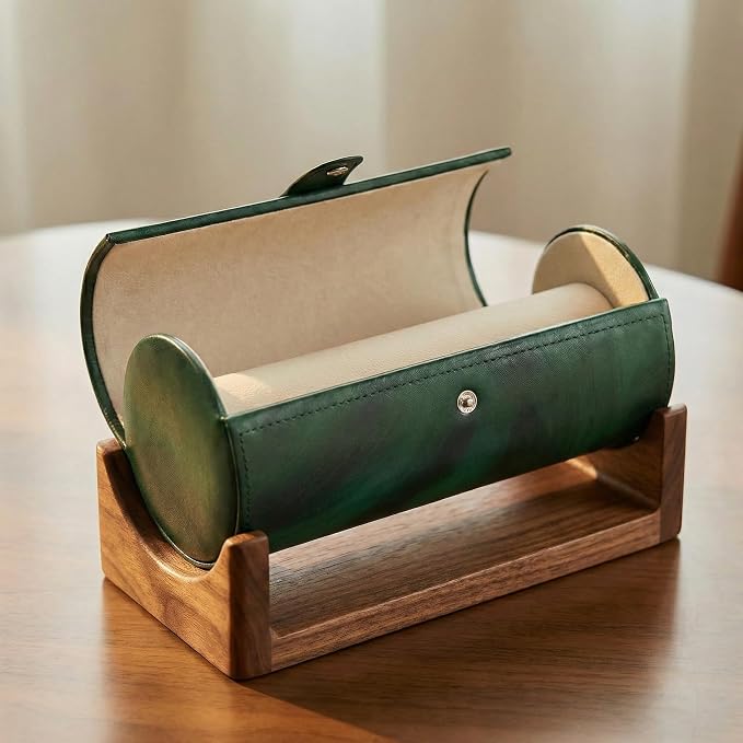 Jewelry Box for Bracelets – Vintage Leather Cylindrical Bangle Box Large Capacity Organizer for Cuffs, Bead Bangles, Travel Storage Case - Image 4