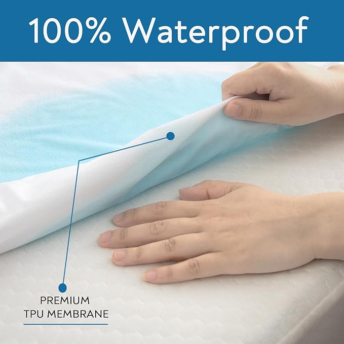 Split King Mattress Protector for Adjustable Bed Waterproof Split King Sheets Fitted up - 14'' Terry Mattress Pad Cover Protector Machine Wash, White