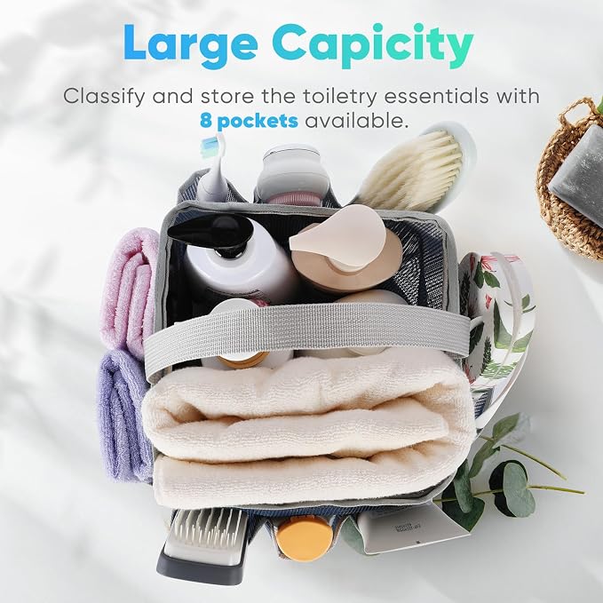 EUDELE Mesh Shower Caddy Portable for College Dorm Room Essentials,Shower Caddy Dorm with 8-Pocket Large Capacity for Beach,Swimming,Gym,Travel essentials - Image 2