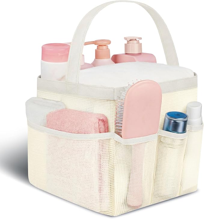 Attmu Mesh Shower Caddy Portable for College Dorm Room Camping Essentials, Shower Caddy Dorm with 9-Pockets, Large Capacity Hanging Basket Bathroom Bag for Toiletry, Swimming, Gym, Camp, Beach by Attmu