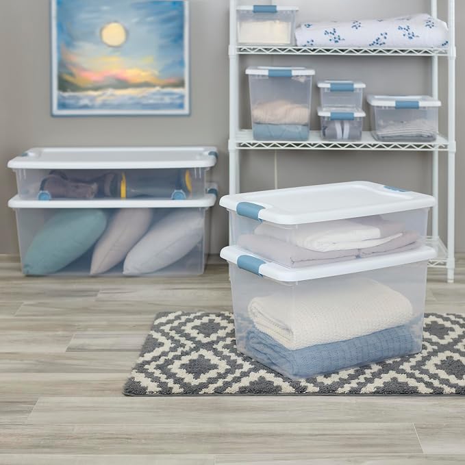 Sterilite 30-Pack Latching Box, Under Bed Storage Bins with Lids, Clear Plastic, 64 Quart - Heavy-Duty Organizing Containers for Closet, Bathroom, and Office - Image 7