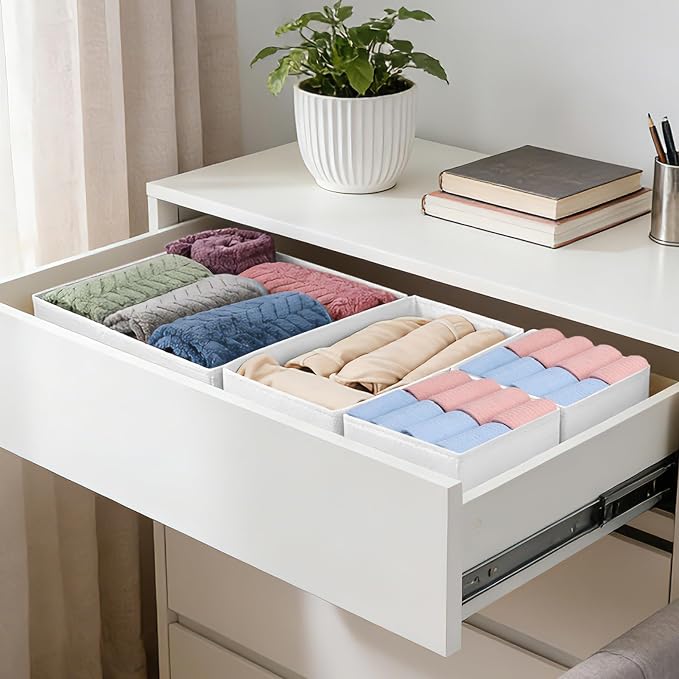 Drawer Organizer Clothes, 16 Pack Dresser Organizer Bins, Foldable Closet Organizers and Storage Fabric Dresser Bins, Shallow Drawer Dividers for Clothing, Underwears, Socks, Tie - Image 6