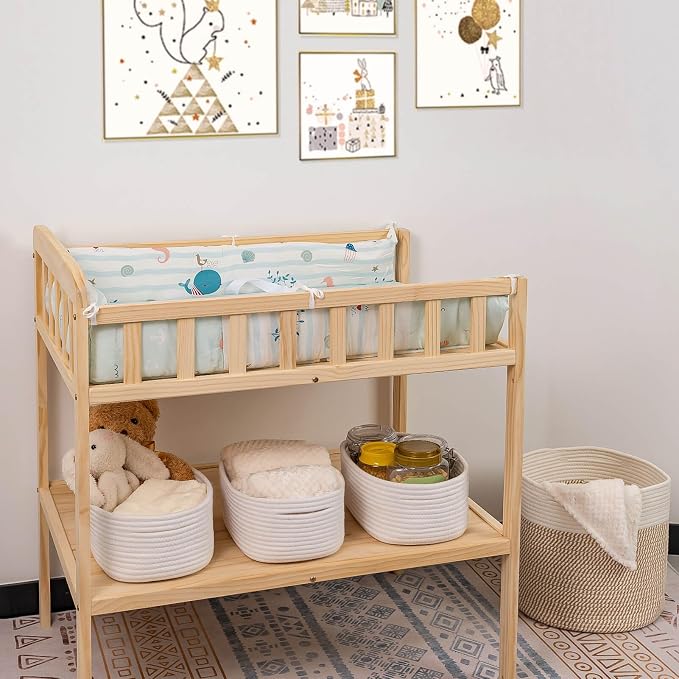 CubesLand Off White Small Storage Baskets for Shelves, Closet Organization Storage Bins Empty Gift Basket Baby Nursery Woven Baskets for Organizing, Rectangular Clothes Closet Shelves Baskets 3 Packs - Image 4