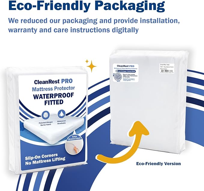 CleanRest Waterproof Mattress Fitted Sheet Protector, Ultimate Defense Against Spills and Wear, MicronOne Allergen Barrier, Breathable, Chemical-Free, Fits Mattress Depths 12" to 21" (California King)