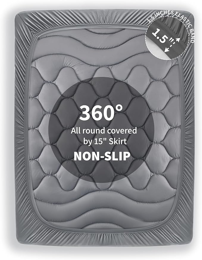 Sonive Twin XL Mattress Protector, Mattress Topper with 8-21" Deep Pocket, Mattress Pad with 3-Zone Support, Mattress Cover Microfiber Fitted Mattress Machine Washable Grey