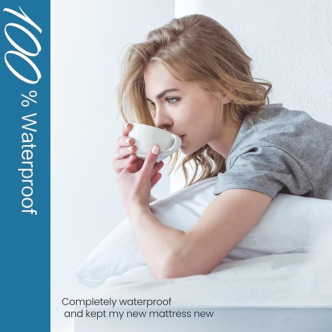TASTELIFE Waterproof Full Size Mattress Protector, Soft Breathable Mattress Pad Cover, Noiseless Waterproof Bed Cover - Stretch to 18" Fitted Deep Pocket Mattress Protection Cover (White)