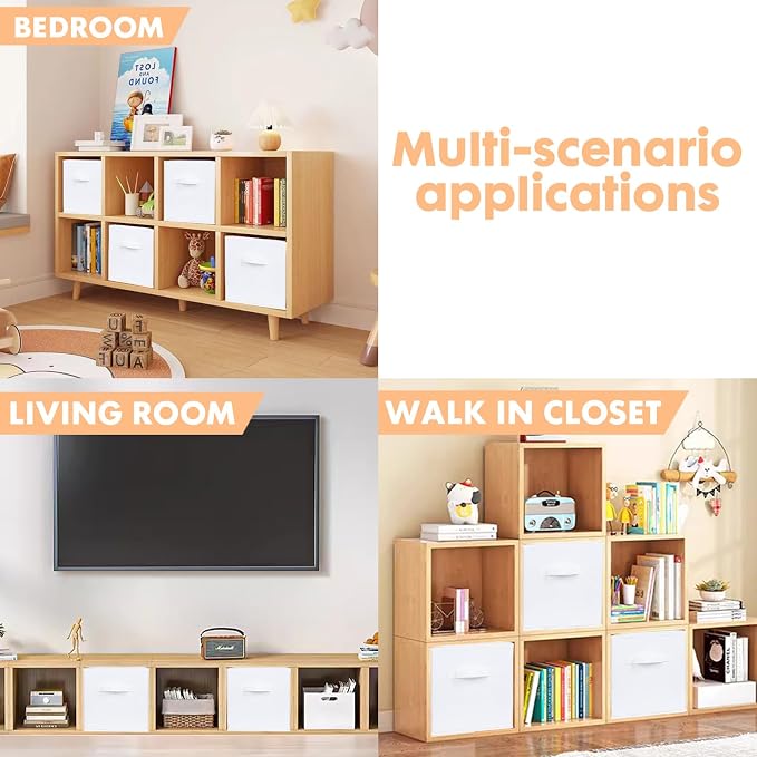 ShellKingdom Storage Bins, Foldable Fabric Storage Cubes and Cloth Organizer Drawer for Closet and Toys, 2 Pack (White) - Image 4