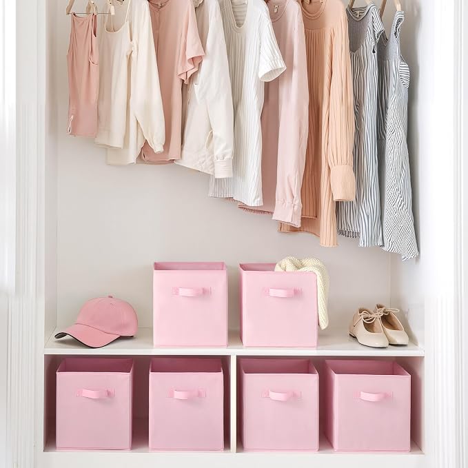 Cupic Cupid 11x11 Storage Cubes, 6 Pack Open Storage Bins with Handles, Storage Cube Organizer for Clothes and Toys, Collapsible Cube Bins for Closet, Shelves, Offices, Pink - Image 6
