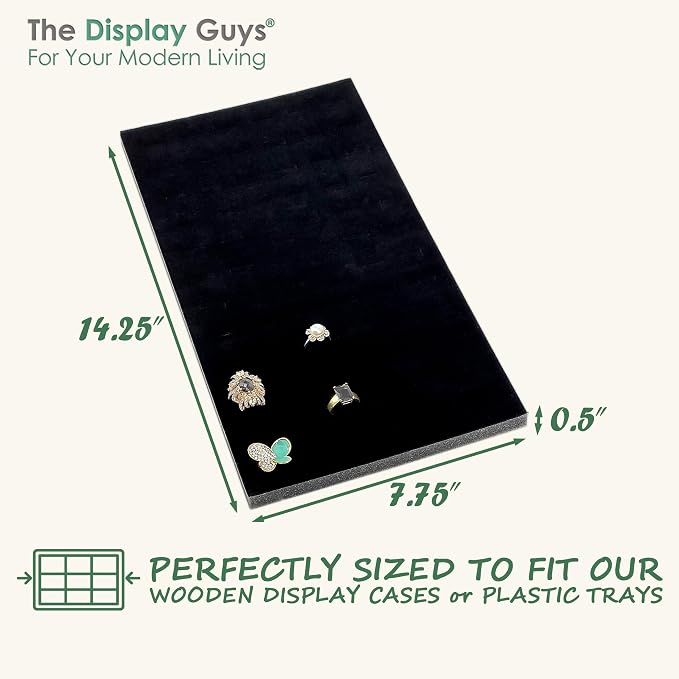 TheDisplayGuys For Your Modern Living 2-Pack 72-Ring Vertical Holders Velvet Foam Padding Jewelry Inserts - Tray/Case Liners - Retail Display, Storage (Black) by The Display Guys - Image 2