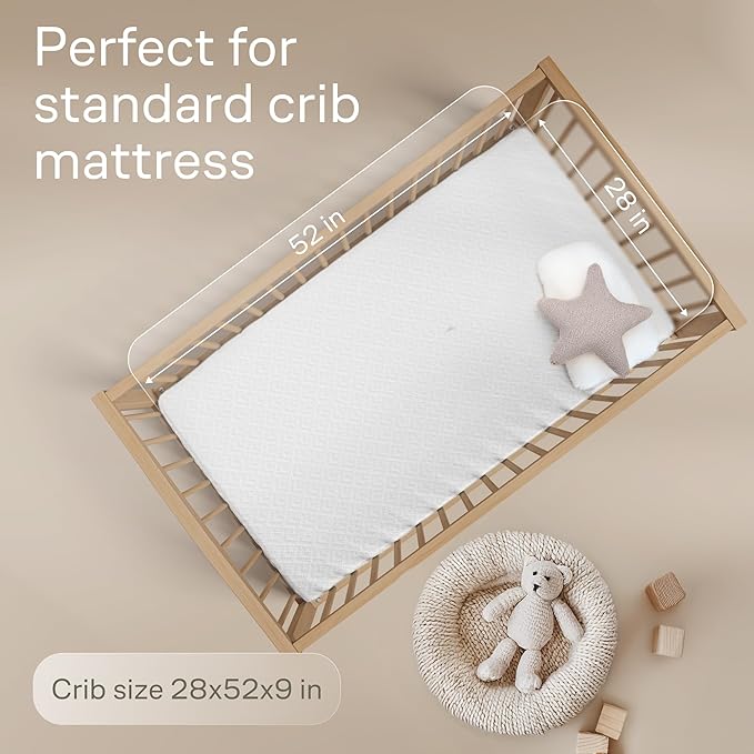 100% Waterproof Crib Mattress Protector - 360 Pad Protection Against Spills, Stains & Accidents for Parents & Pet Owners - Noiseless & Cooling Viscose Made from Bamboo (52x28, White)