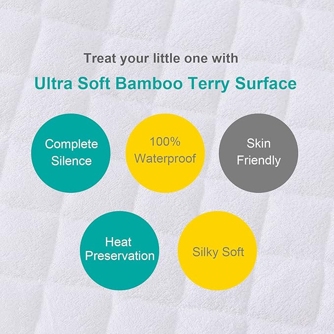 Waterproof Bassinet Mattress Pad Cover Fit for AirClub Bassinet Bedside Sleeper and Kiniew Baby Crib Bassinets, 2 Pack, Ultra Soft Surface, Breathable and Easy Care