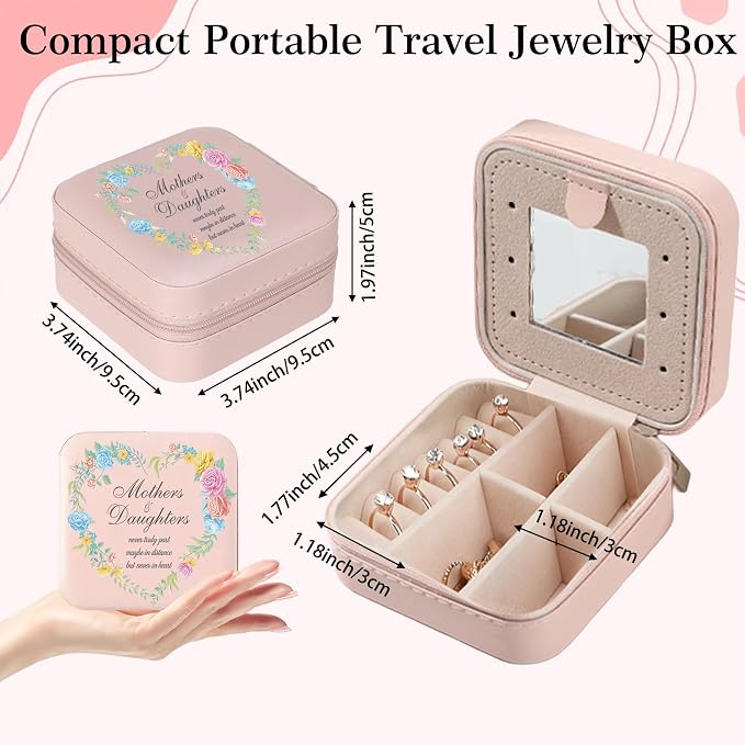 Daughter Gifts Mothers And Daughters Never Truly Part Jewelry Box Valentines Mothers Day Birthday Gifts for Daughter from Mom Christmas Graduation Gift for Daughters Adult Pink Jewelry Case - Image 2