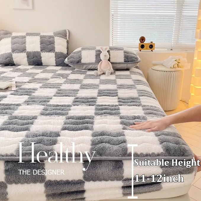 Velvet Fitted Sheet, Soft Velvet Fleece Bed Sheet Mattress Protector Cover with 12'' Deep Pocket Breathable Mattress Pad Cover, Elastic Fitted Mattress Topper(Cal King-79x87inch, Pink)