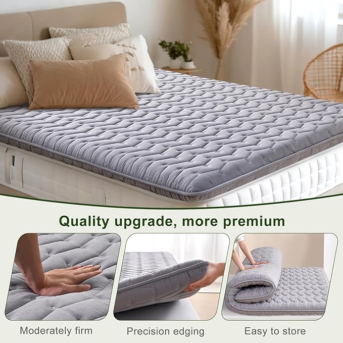 Premium Foam Twin Mattress Topper,Firm Mattress Topper for Back Pain,Provide Lasting Support,Thicken Bed Topper,Premium Gray(75×39Inches)