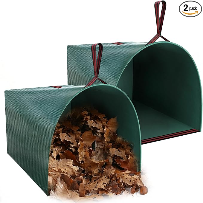 Joyhalo Reusable Yard Waste Bags, 2 Pack 40 Gallon Dustpan-Type Garden Bag for Collecting Leaves Garss Clippings, Heavy Duty lawn and leaf bags, Garden Waste Container for Clean Up Outdoor Debris by Joyhalo