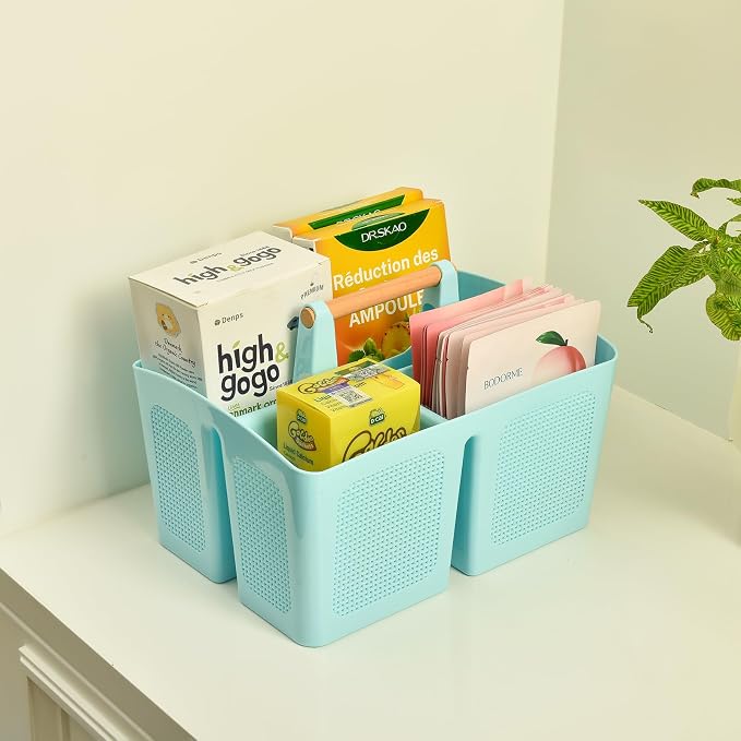 ALINK Portable Shower Caddy Basket with Compartments, Plastic Divided Cleaning Caddy Organizer Storage Tote with Handle for Bathroom, College, Dorm Room Essentials, Pink - Image 8