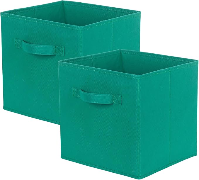 ShellKingdom Storage Bins, Foldable Fabric Storage Cubes And Cloth Storage Organizer Drawer For Closet And Toys, 2 Pack (Forest Green) by ShellKingdom