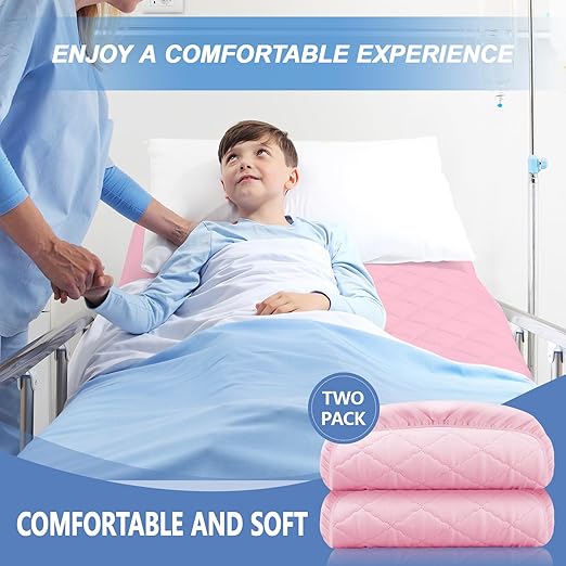 Lounsweer 2 Pack Waterproof Hospital Mattress Cover, 80x36x12in Pink Fitted Bed Sheet Protectors, Incontinence Protection Leakproof Breathable for Elderly, Adults Home Hospital Beds