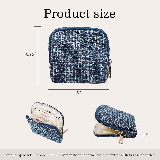 Stratalife Travel Jewelry Case - Portable Jewelry Pouches for Bracelets Necklace Rings, Healing Crystal Storage Bag Earring Organizer with Zipper Gift for Women, Navy Blue - Image 4