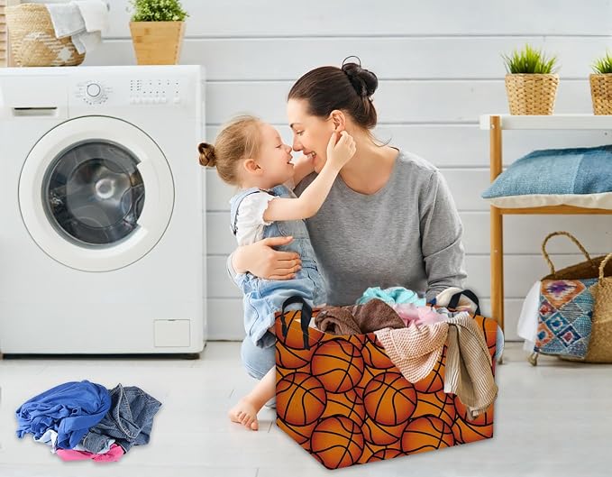 Rectangular Basketball Baskets Gift Basket Empty Kids Storage Bins Baby Boy Basket Kids Toy Storage Bin Organizer Box Basketball Room Decor for Home(Basketballs) - Image 4