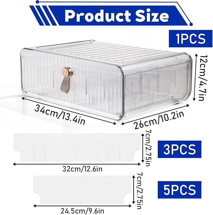 Dimeho 24 Cell Plastic Sock Organizer Underwear Drawer Organizer Acrylic Stackable Storage Drawer Underwear Storage Box with Dividers for Panties Closet Bra Baby Clothes Belts Ties Scarf - Image 2