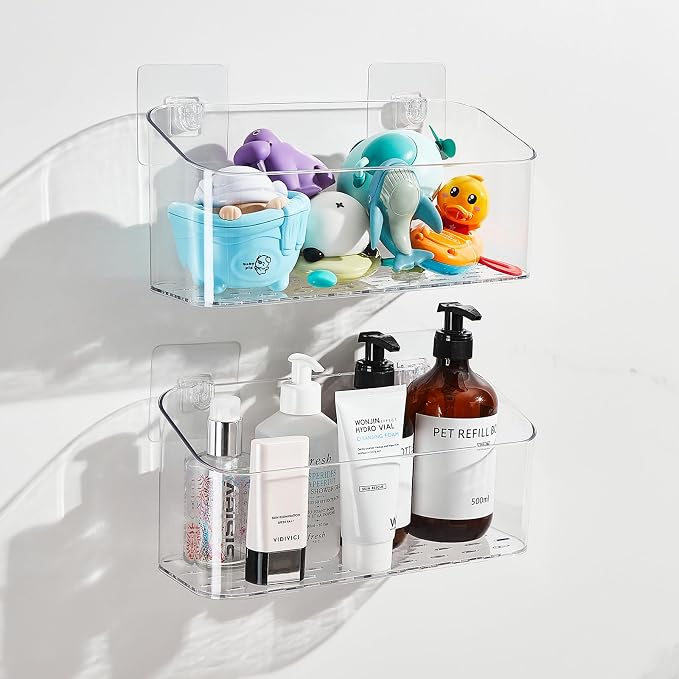 Bath Toy Storage Holder for Bathtub, Clear Bath Toy Organizer Large Capacity Bathtub Toy Storage Shower Caddy for Bathroom (2 Large) - Image 7