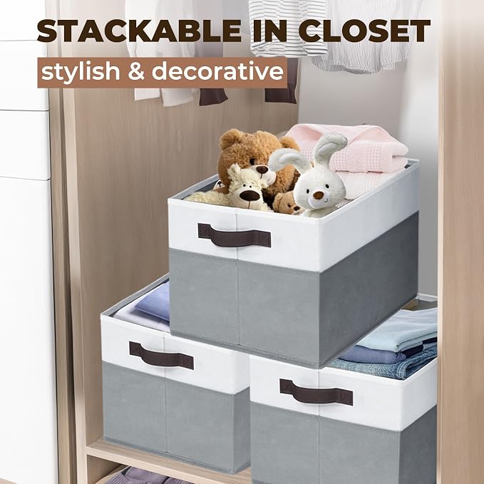 Criusia 8 Pack Closet Organizers and Storage Bins - Extra Large Storage Baskets for Organizing - Clothes Storage Bins for Shelves -Foldable Organizer Bins Totes for Toy Blanket, Dorm Room Essentials - Image 4