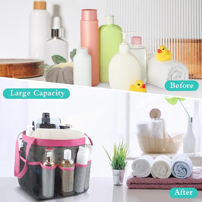 Attmu Mesh Shower Caddy Portable, Quick Dry Hanging Shower Tote Bag for College Dorm Room Essentials, Large Capacity Shower Caddy Dorm for Bathroom Gym Swimming - Image 6