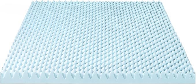 Best Price Mattress 4 Inch Egg Crate Memory Foam Mattress Topper with Cooling Gel Infusion, CertiPUR-US Certified, King, Dorm Essentials, Light Blue