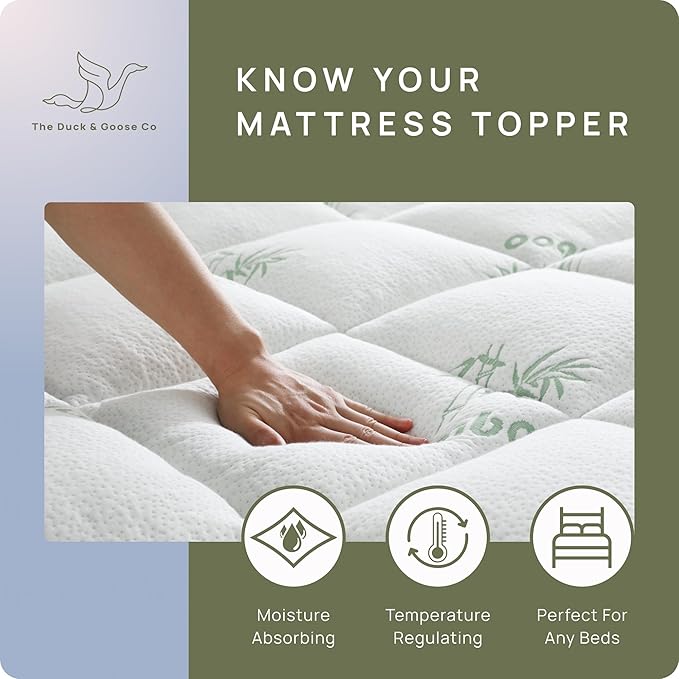 Cooling Mattress Topper - California King Size | Plush Pad Mattress Topper for Back Pain Relief, 8-21" Deep Pocket | Viscose Made from Bamboo Pillow Top | Bedroom Essentials