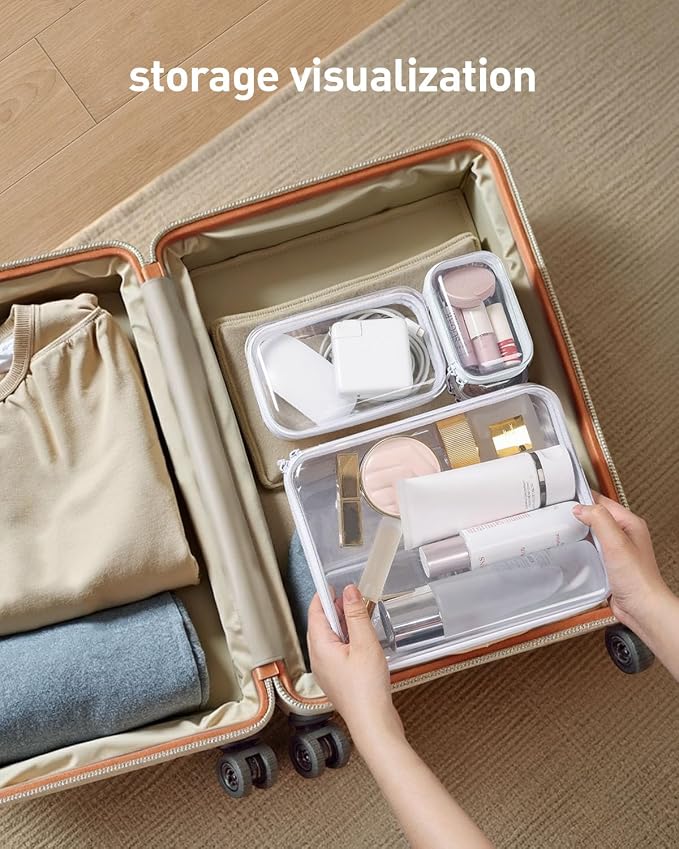 CoiiJoii Zippered Pouch Hard, Clear Zippered Hard Pouch, Stackable Storage Bins, Portable Clear Bin Zipper (White, Large-6pcs) - Image 4