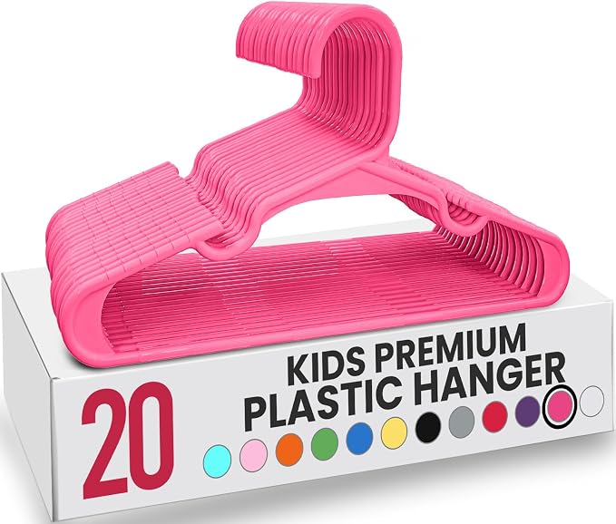 Utopia Home 20 Pack Kids Hangers - 11.5 Inch Plastic Baby Hangers for Closet - Childrens Hangers for Clothes & Infant Hangers for Closet - Ideal for Everyday Standard Use (Pink) by UTOPIAHOME