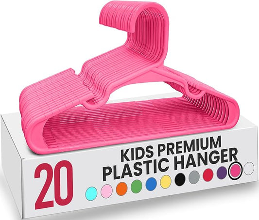 Utopia Home 20 Pack Kids Hangers - 11.5 Inch Plastic Baby Hangers for Closet - Childrens Hangers for Clothes & Infant Hangers for Closet - Ideal for Everyday Standard Use (Pink) by UTOPIAHOME