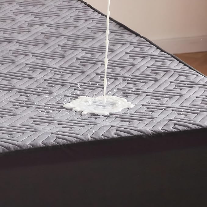 BDEUS Waterproof Mattress Protector King Size with Straps Noiseless Bed Cover Deep Pocket Fitted Up to 18" Depth Mattress Pad Soft Breathable Machine Washable for Bedroom, Hotel(Gray)