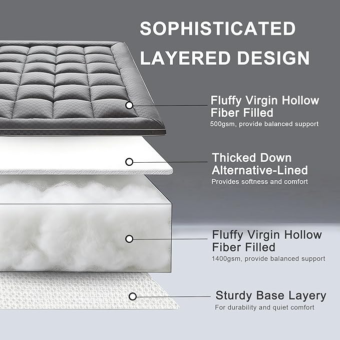 3 Inch Memory Foam Mattress Topper King Size Breathable Filled Soft Fluffy Supportive for Back Pain Relief, Bed Mattress Pad Pillow Topper with Extra Thick Padded Protector for 8"-21" Deep Pocket