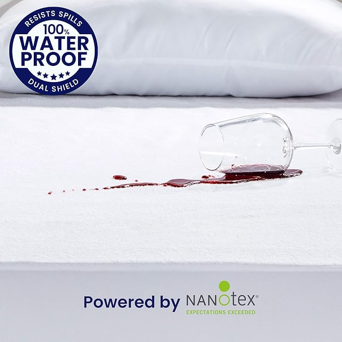 SLEEP ZONE Twin Mattress Protector Waterproof Soft Cotton Terry Breathable Mattress Cover, Washable Noiseless with Deep Pocket 8"-21"