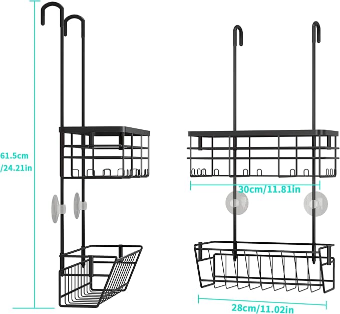 HapiRm Hanging Shower Caddy Organizer - No Drilling Shower Organizer with Inclined Shelf, Rustproof & Waterproof 304 Stainless Steel Bathroom Caddy - Black - Image 7
