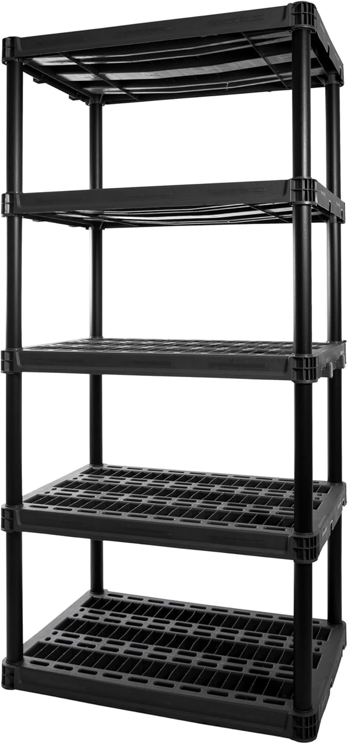 Plano 5-Shelf Extra Heavy Duty Plastic Storage Shelves, 72.5” x 36” x 24”, 1000lb Capacity, Pantry, Office, Closet and Garage Shelves, Easy to Assemble, Durable Plastic Shelving Unit by PLANO%C2%AEOutdoors