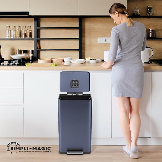 SIMPLI-Magic 50L / 13.2 Gallon Kitchen Trash Can - Soft-Close Lid, Hands-Free Step Pedal, Stainless Steel Garbage Can with Odor Filter, Smudge-Resistant Finish - Image 8