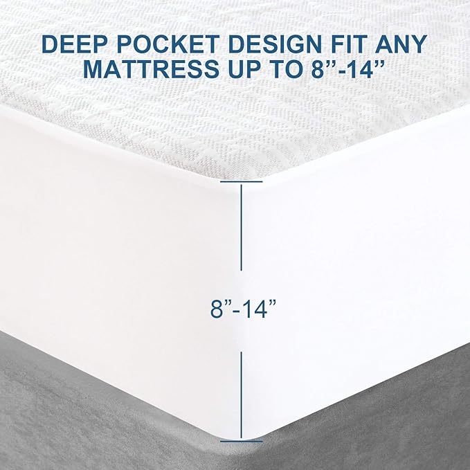 Twin Mattress Protector Waterproof, Ultra Soft Viscose 3D Air Fabric, Mattress Pad Cover Twin, Fitted Up to 14" Deep
